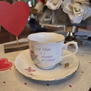 Napcoware Charming Floral Teacup and Saucer Set